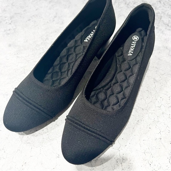 NEW VIVAIA Almond Toe Chunky Heels Black Stress Free 41.5 US 10 - Picture 3 of 10